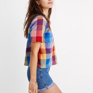 Madewell Women's Blue Gingham Boxy Button - Size S